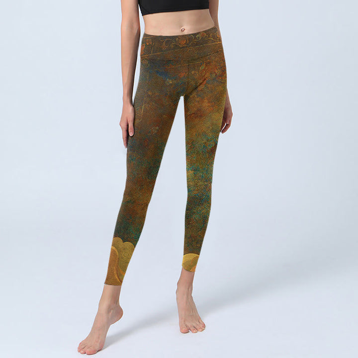 Leggings fitness in tessuto lycra con stampa Buddha Stones , nuvole di buon auspicio, pantaloni da yoga da donna - image 6