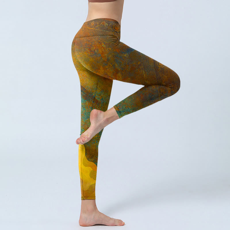 Leggings fitness in tessuto lycra con stampa Buddha Stones , nuvole di buon auspicio, pantaloni da yoga da donna - image 5