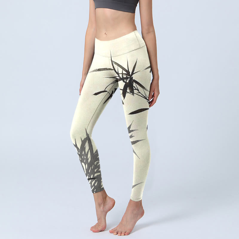 Leggings sportivi con stampa Buddha Stones, pantaloni da yoga da donna - Seta di mais - US18, UK/AU22, EU50 (4XL) - image 1