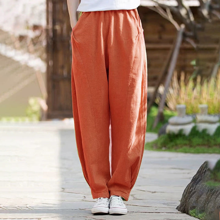 Pantaloni da yoga casual da donna in cotone Buddha Stones con tasche - Arancia - US14, UK/AU18, EU46 (4XL) - image 14