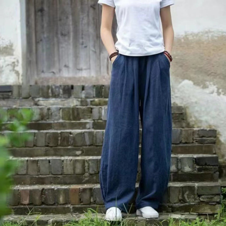 Pantaloni da yoga casual da donna in cotone Buddha Stones con tasche - SteelBlue - US14, UK/AU18, EU46 (4XL) - image 7