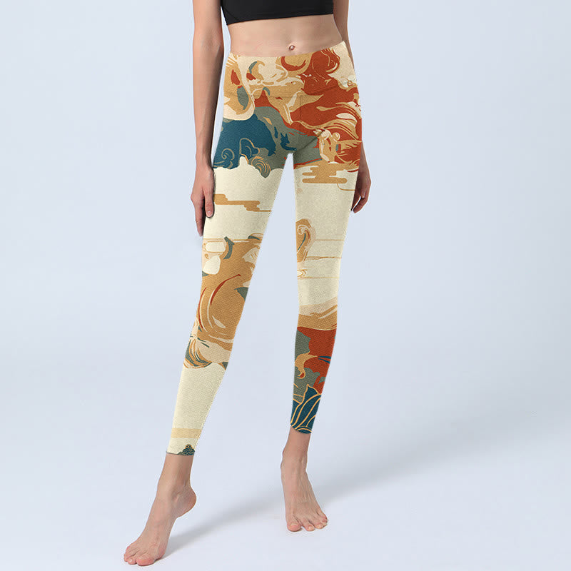 Leggings fitness con stampa di nuvole colorate Buddha Stones, pantaloni da yoga da donna - image 5