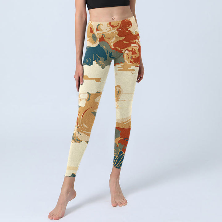 Leggings fitness con stampa di nuvole colorate Buddha Stones, pantaloni da yoga da donna - image 5