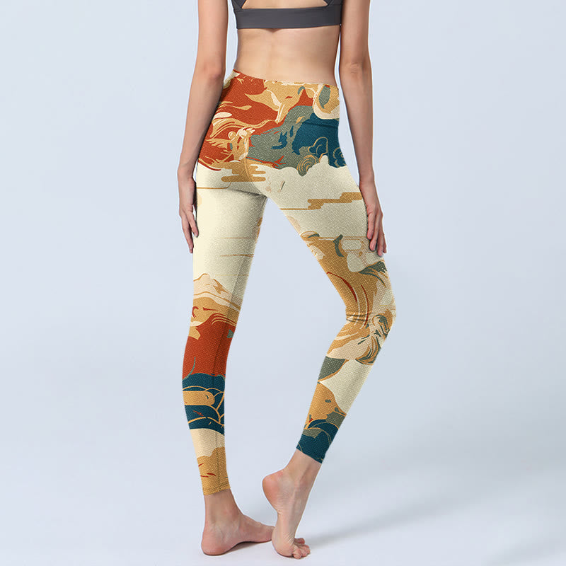 Leggings fitness con stampa di nuvole colorate Buddha Stones, pantaloni da yoga da donna - image 4