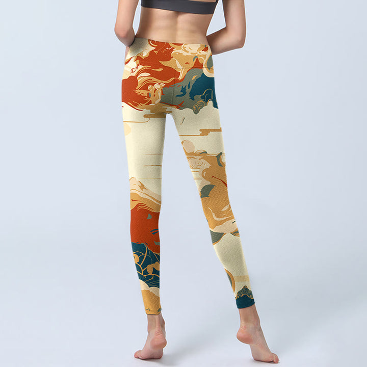 Leggings fitness con stampa di nuvole colorate Buddha Stones, pantaloni da yoga da donna - image 7