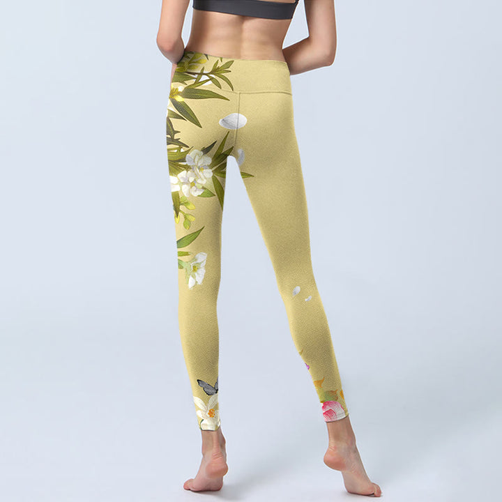 Leggings fitness con stampa Buddha Stones Flowers Plants Butterfly Pantaloni da yoga da donna - image 7
