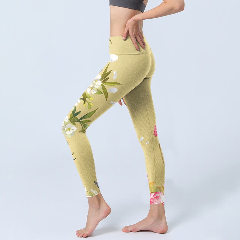 Leggings fitness con stampa Buddha Stones Flowers Plants Butterfly Pantaloni da yoga da donna - image 3
