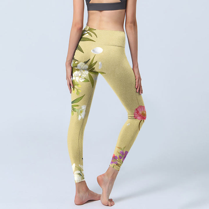 Leggings fitness con stampa Buddha Stones Flowers Plants Butterfly Pantaloni da yoga da donna - image 4