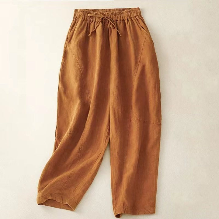 Pantaloni harem con coulisse e elastico in vita in lino con tasche, estate da donna , Buddha Stones - Pomodoro - US8-10, UK/AU12-14, EU40-42 (2XL) - image 24