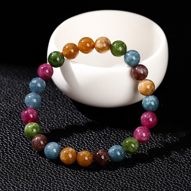 Braccialetto positivo con tormalina multicolore Buddha Stones