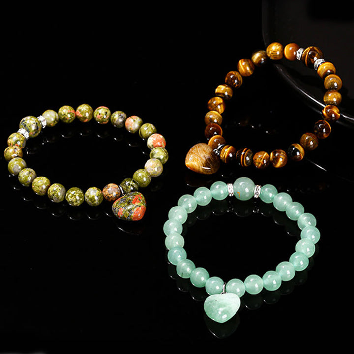 Braccialetto di equilibrio con cuore di amore in avventurina verde cristallo vario Buddha Stones