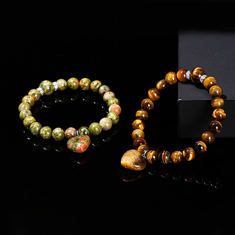 Braccialetto di equilibrio con cuore di amore in avventurina verde cristallo vario Buddha Stones