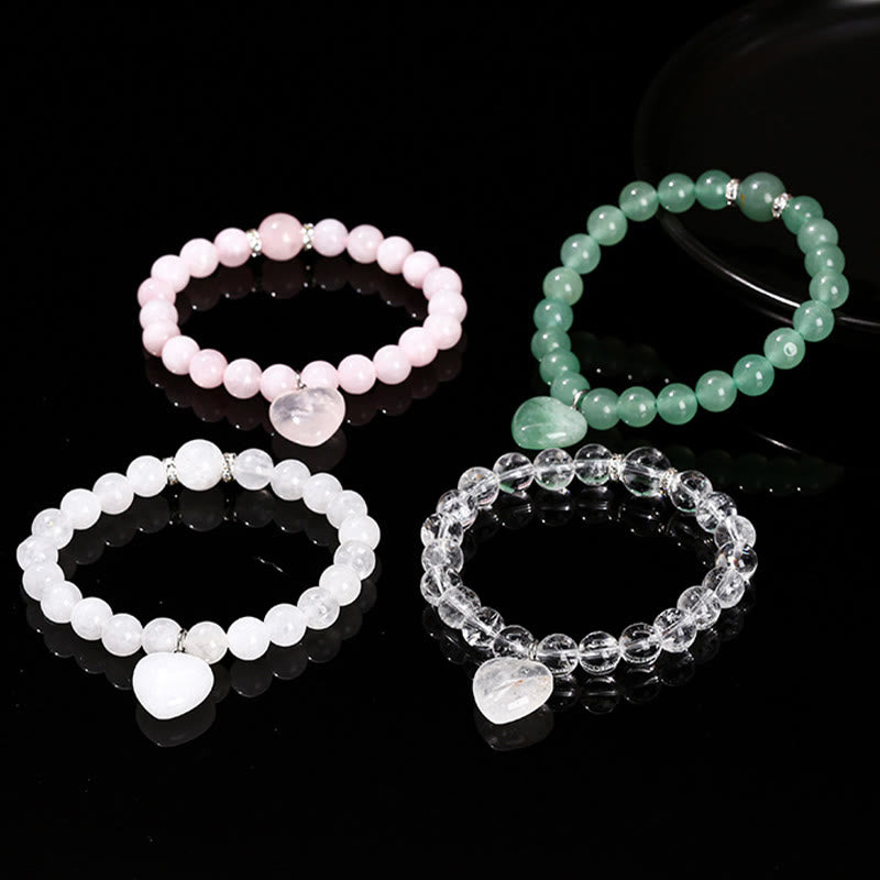Braccialetto di equilibrio con cuore di amore in avventurina verde cristallo vario Buddha Stones