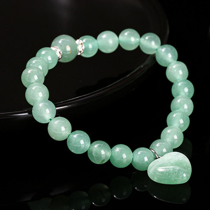 Braccialetto di equilibrio con cuore di amore in avventurina verde cristallo vario Buddha Stones