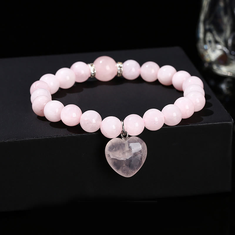 Bracciale con cuore Buddha Stones, vari cristalli, avventurina verde e simbolo di equilibrio - Cristallo rosa (Circonferenza del polso: 14-16 cm) - 10 mm - image 18