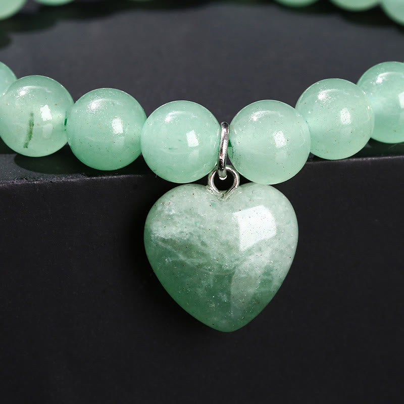 Braccialetto di equilibrio con cuore di amore in avventurina verde cristallo vario Buddha Stones
