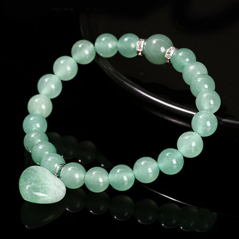 Braccialetto di equilibrio con cuore di amore in avventurina verde cristallo vario Buddha Stones