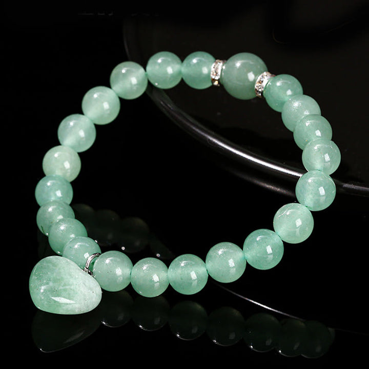 Braccialetto di equilibrio con cuore di amore in avventurina verde cristallo vario Buddha Stones