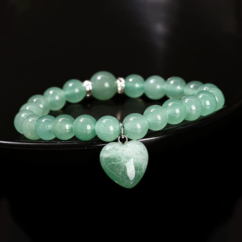 Braccialetto di equilibrio con cuore di amore in avventurina verde cristallo vario Buddha Stones