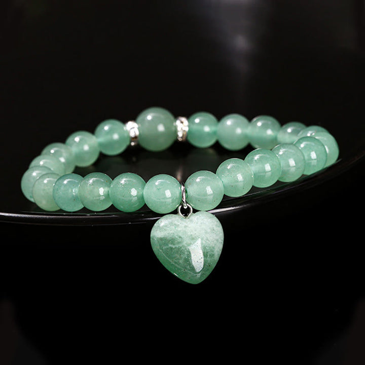 Braccialetto di equilibrio con cuore di amore in avventurina verde cristallo vario Buddha Stones