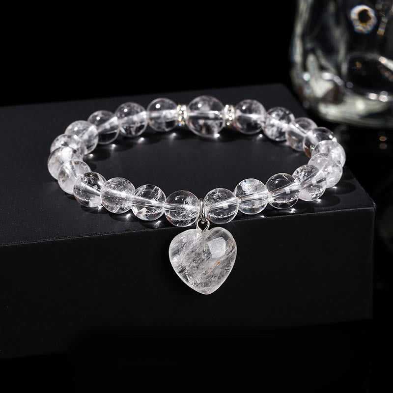 Bracciale con cuore Buddha Stones, vari cristalli, avventurina verde e simbolo di equilibrio - Cristallo bianco (Circonferenza del polso: 14-16 cm) - 10 mm - image 16