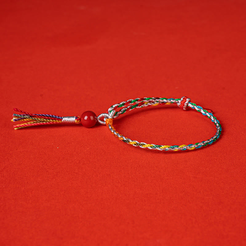 Braccialetto di concentrazione in cinabro con corda colorata Buddha Stones
