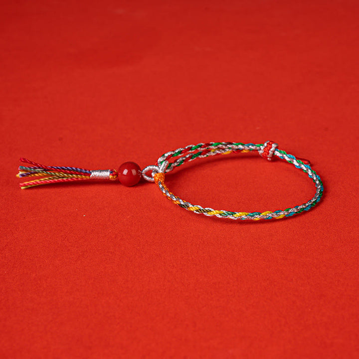 Braccialetto di concentrazione in cinabro con corda colorata Buddha Stones