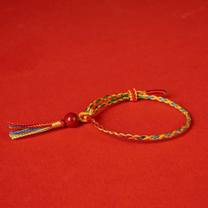 Braccialetto di concentrazione in cinabro con corda colorata Buddha Stones