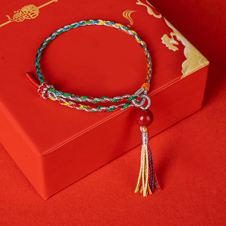 Braccialetto di concentrazione in cinabro con corda colorata Buddha Stones