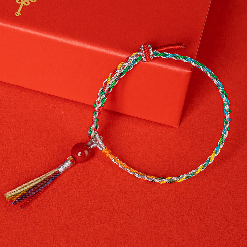 Braccialetto di concentrazione in cinabro con corda colorata Buddha Stones