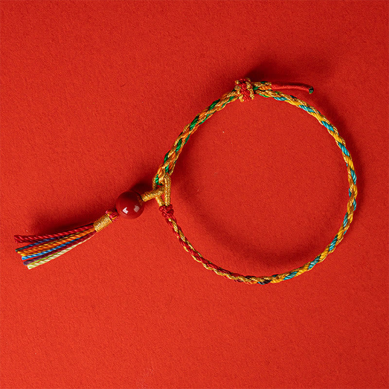 Braccialetto di concentrazione in cinabro con corda colorata Buddha Stones
