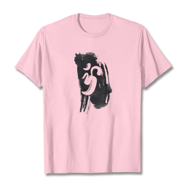 Maglietta in cotone con sfondo inchiostro Buddha Stones OM - Rosa chiaro - 2XL - image 29