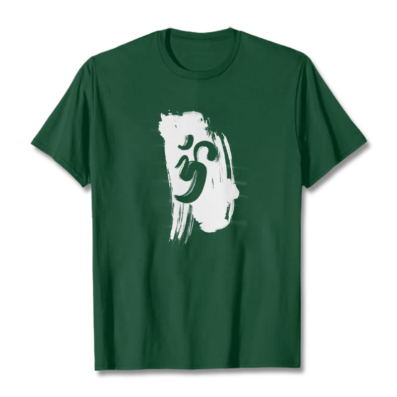 Maglietta in cotone con sfondo inchiostro Buddha Stones OM - Verde foresta - 2XL - image 15