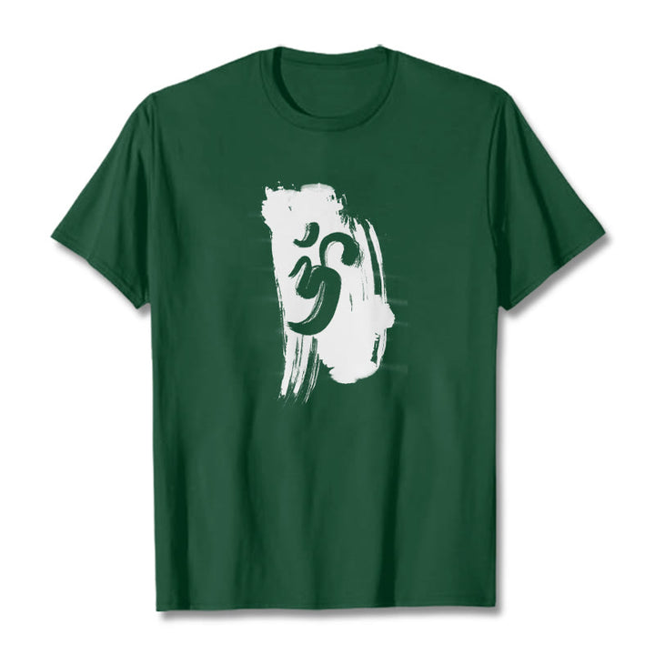 Maglietta in cotone con sfondo inchiostro Buddha Stones OM - Verde foresta - 2XL - image 15