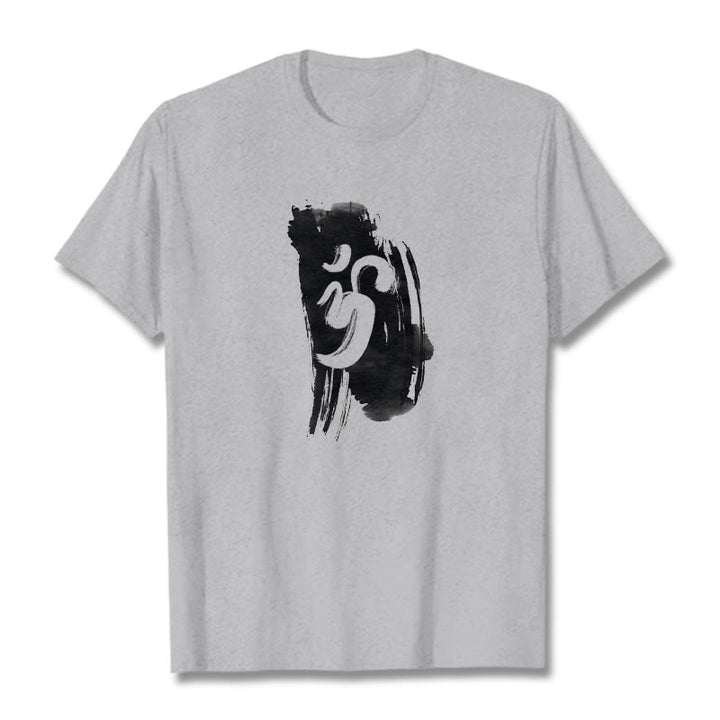 Maglietta in cotone con sfondo inchiostro Buddha Stones OM - Grigio chiaro - 2XL - image 37
