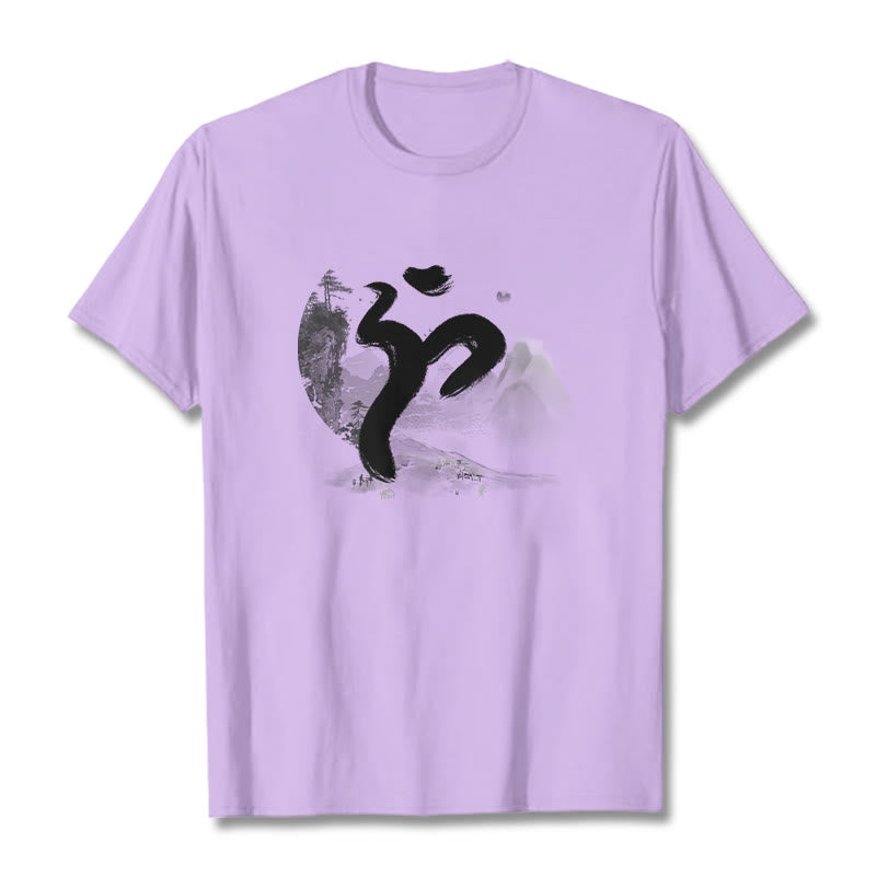 Maglietta in cotone con motivo Buddha Stones OM Landscape - Prugna - 2XL - image 25