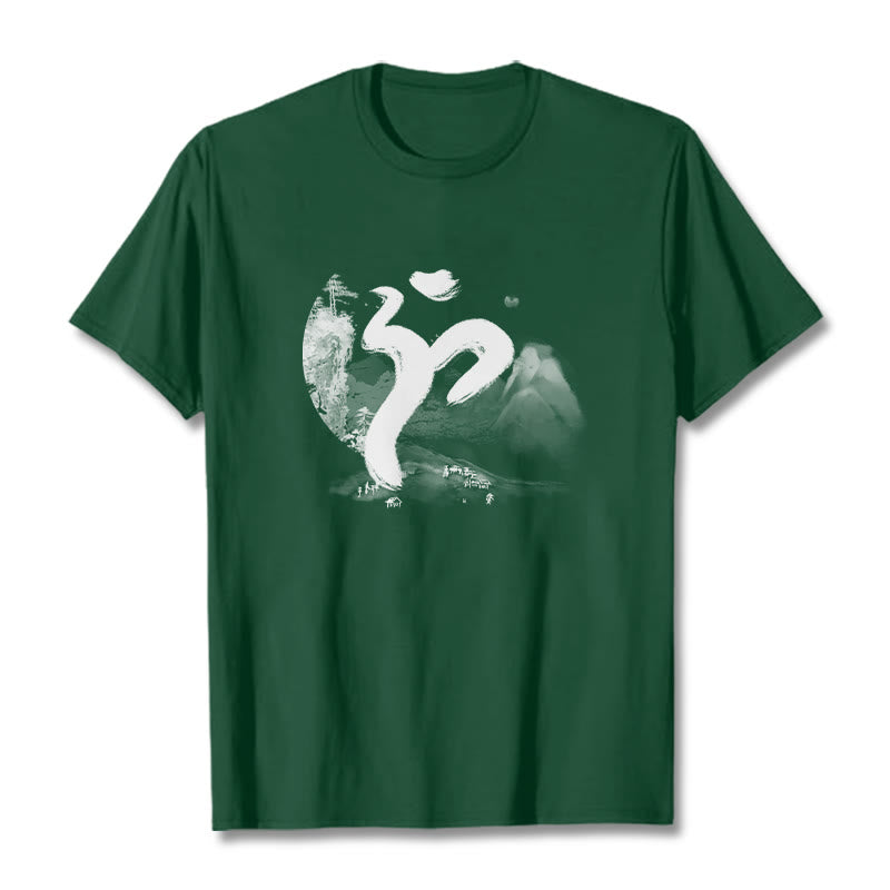 Maglietta in cotone con motivo Buddha Stones OM Landscape - Verde foresta - 2XL - image 15