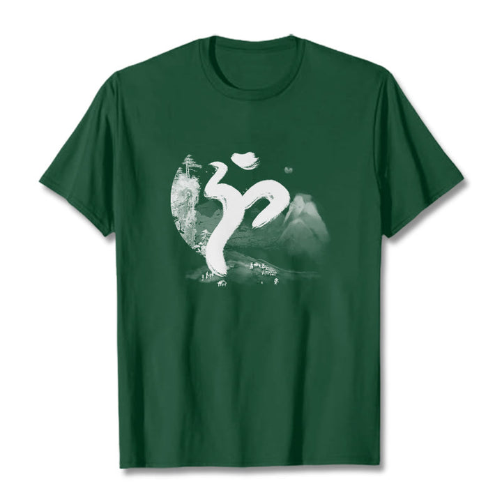 Maglietta in cotone con motivo Buddha Stones OM Landscape - Verde foresta - 2XL - image 15