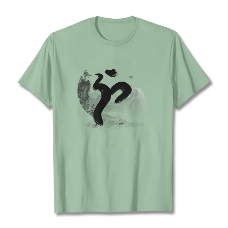 Maglietta in cotone con motivo Buddha Stones OM Landscape - Verde pallido - 2XL - image 33