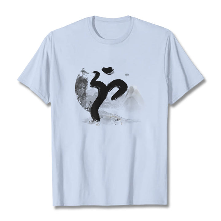 Maglietta in cotone con motivo Buddha Stones OM Landscape - Ciano chiaro - 2XL - image 19