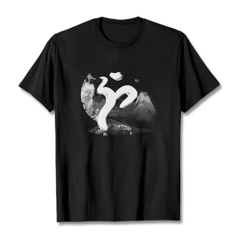 Maglietta in cotone con motivo Buddha Stones OM Landscape - Nero - 2XL - image 1