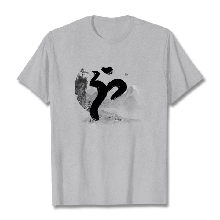 Maglietta in cotone con motivo Buddha Stones OM Landscape - Grigio chiaro - 2XL - image 37