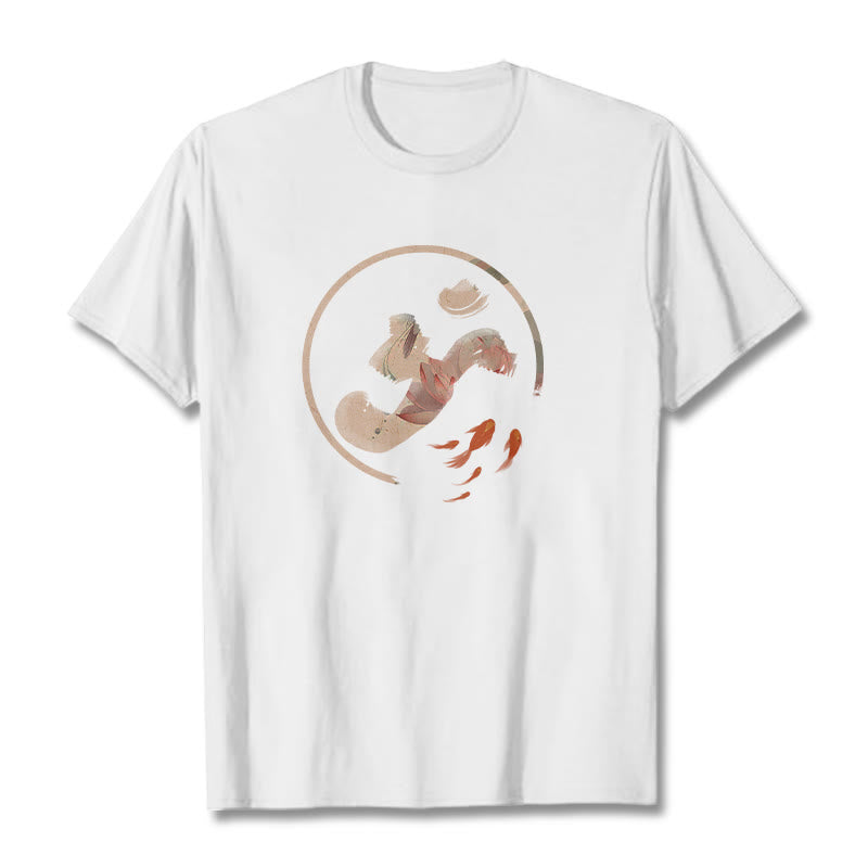 Maglietta in cotone Buddha Stones OM Lotus Koi Fish - Bianco - 2XL - image 1