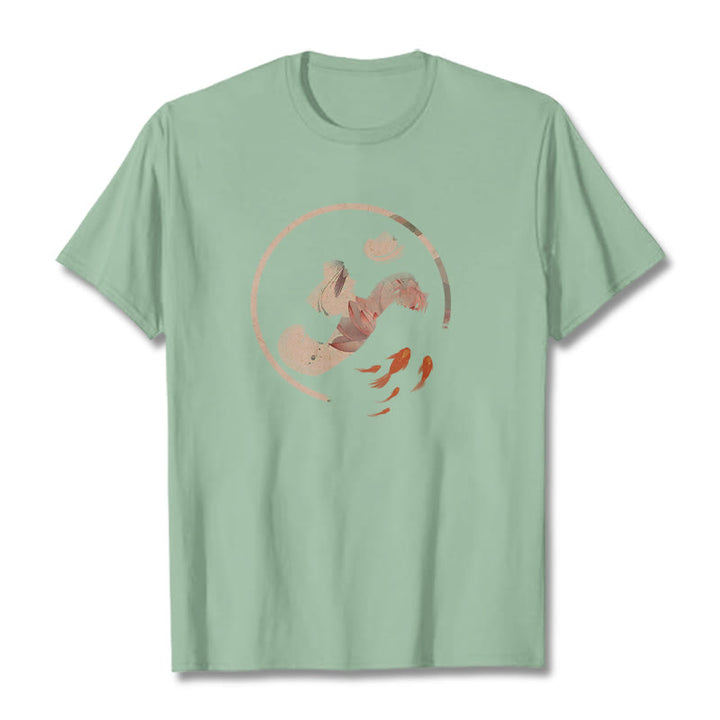 Maglietta in cotone Buddha Stones OM Lotus Koi Fish - Verde pallido - 2XL - image 15