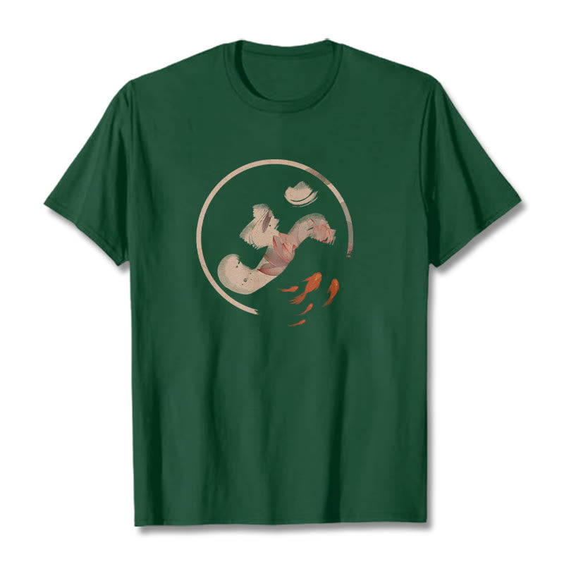 Maglietta in cotone Buddha Stones OM Lotus Koi Fish - Verde foresta - 2XL - image 11