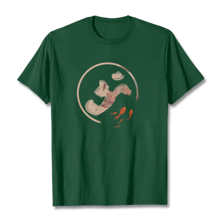Maglietta in cotone Buddha Stones OM Lotus Koi Fish - Verde foresta - 2XL - image 11