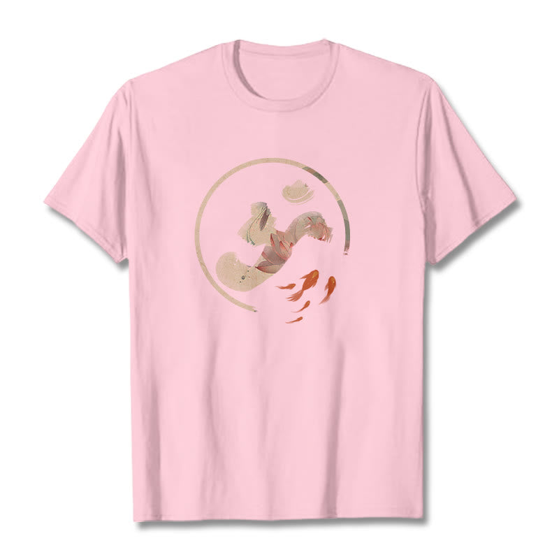 Maglietta in cotone Buddha Stones OM Lotus Koi Fish - Rosa chiaro - 2XL - image 13