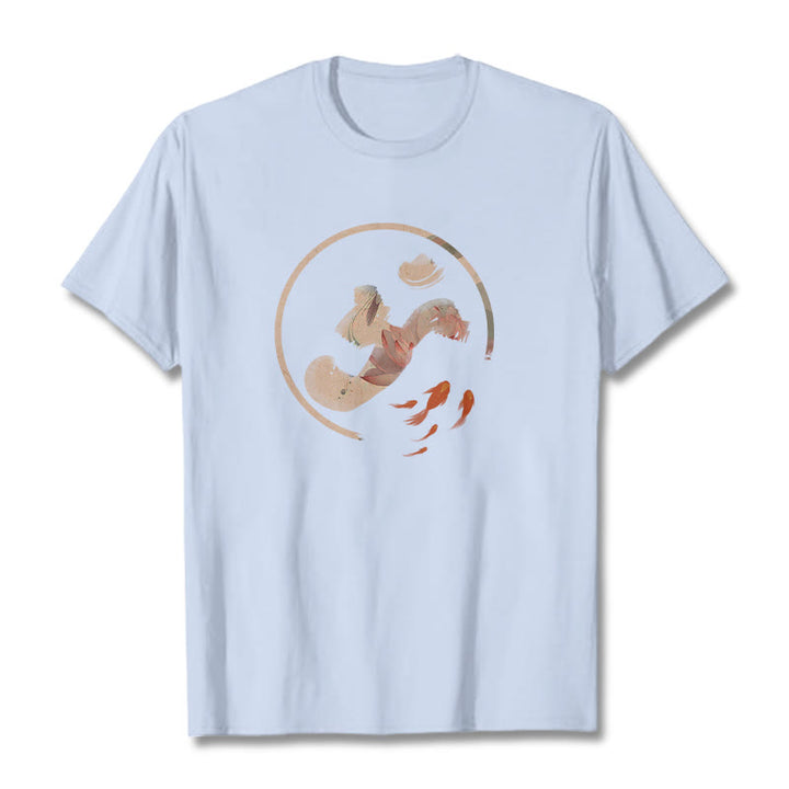 Maglietta in cotone Buddha Stones OM Lotus Koi Fish - Ciano chiaro - 2XL - image 19