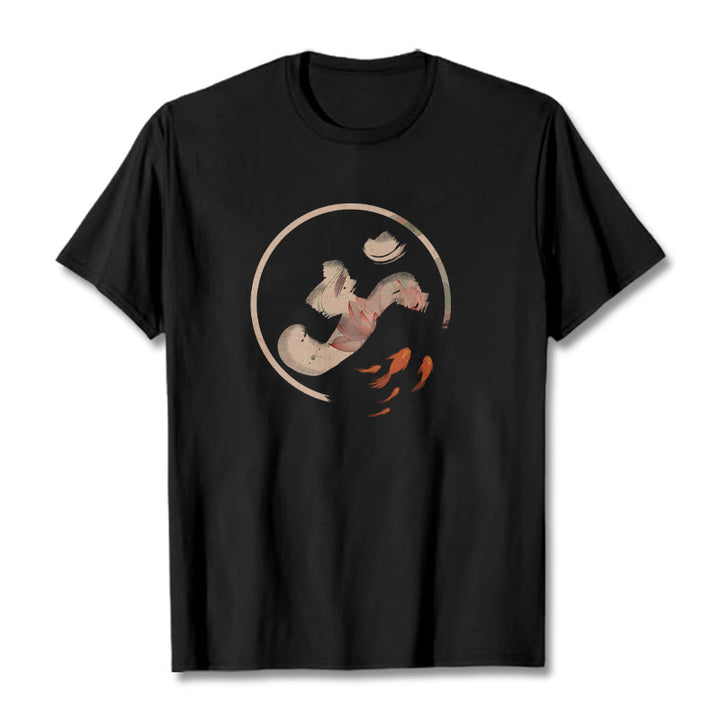 Maglietta in cotone Buddha Stones OM Lotus Koi Fish - Nero - 2XL - image 4