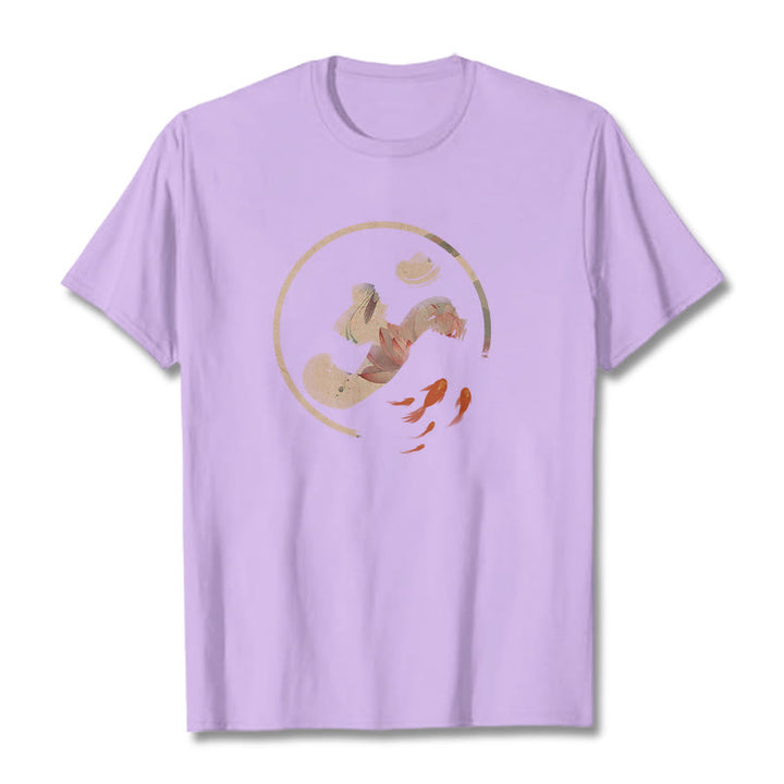 Maglietta in cotone Buddha Stones OM Lotus Koi Fish - Prugna - 2XL - image 17